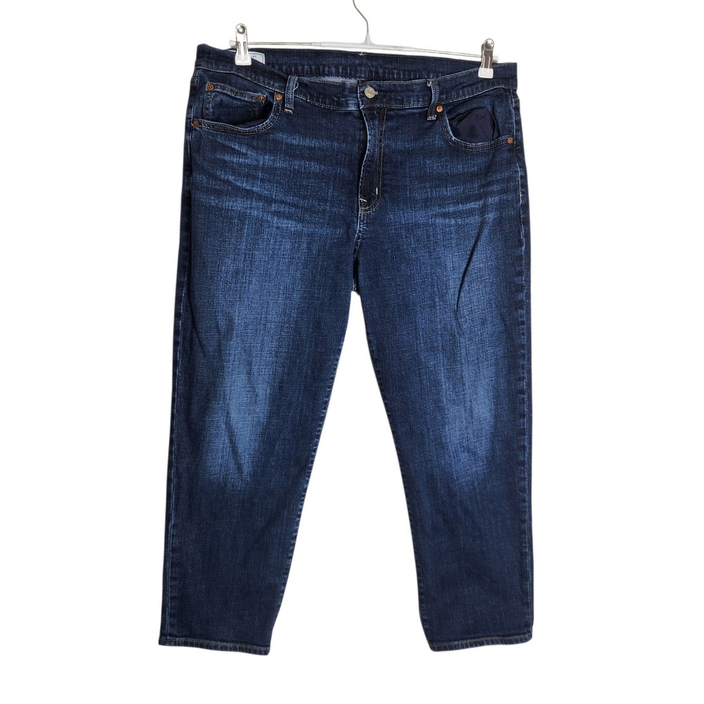Gap Girlfriend Mid Rise Jeans Womens 33 16R Dark Wash Stretch Denim Tapered Leg